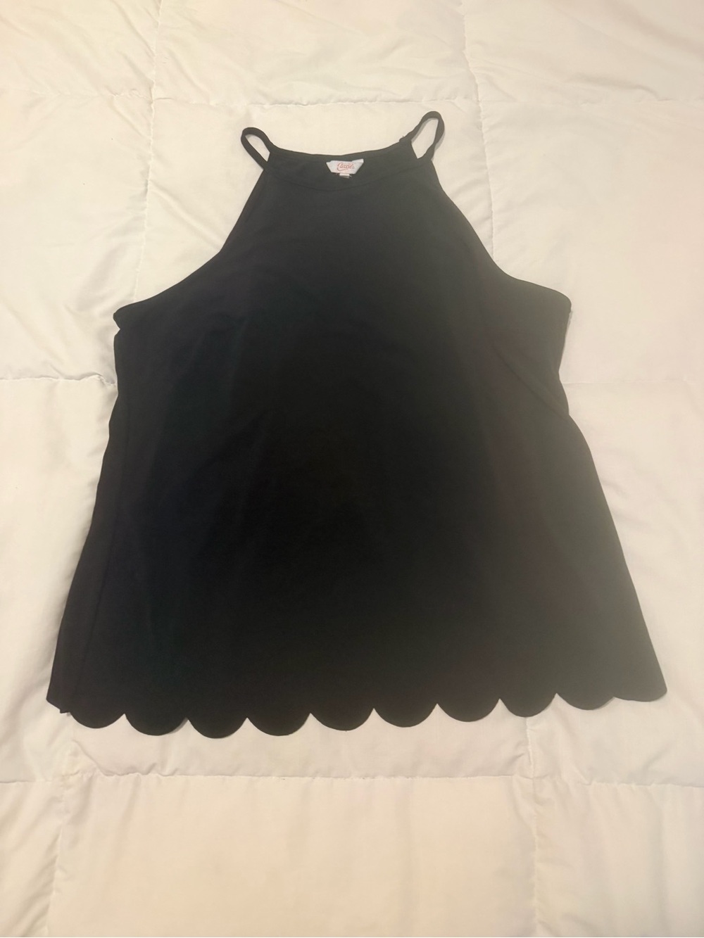 Candie's Black Scallop-Hem Halter Camisole, open back